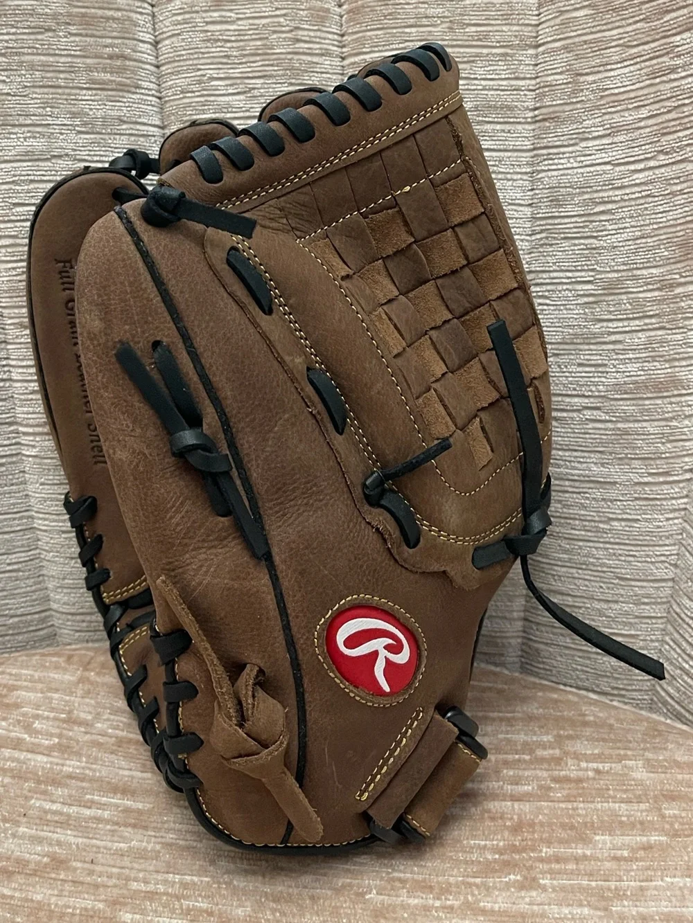 Rawlings Brown Leather Baseball Glove Left Hand Throw Basket Web LHT 12.5
